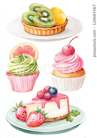 Guava composition with tropical leaves, flowers, and vibrant fruits Guava composition with tropical leaves, flowers, and vibrant fruits 126665567