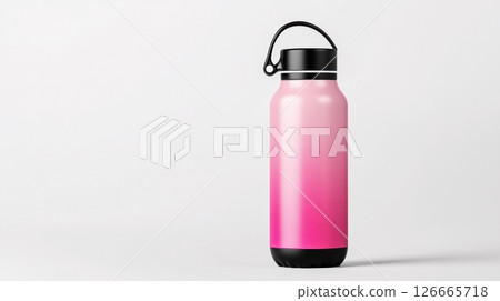 Durable outdoor water bottle featuring a stylish black-to-pink gradient design and functional top-handle cup for convenient hydration on the go 126665718