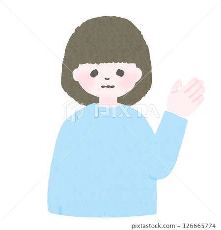 The upper body of a smiling young woman giving directions 126665774