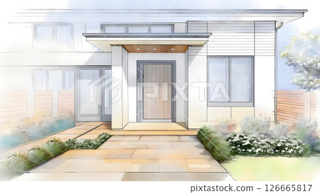 Hand-drawn architectural sketches 126665817