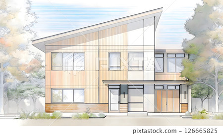 Hand-drawn architectural sketches 126665825