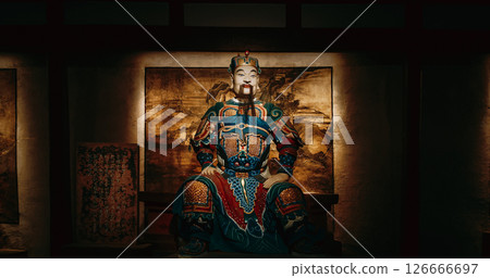 Chengdu, Sichuan, China. Wuhou Memorial Temple. Statues Of Emperors, Statesmen, Generals And Political Figures Of Ancient China. Wuhou Memorial Temple. End Of Eastern Han Dynasty. Museum Of Three Chengdu, Sichuan, China. Wuhou Memorial Temple. Statues Of Emperors, Statesmen, Generals And Political Figures Of Ancient China. Wuhou Memorial Temple. End Of Eastern Han Dynasty. Museum Of Three 126666697