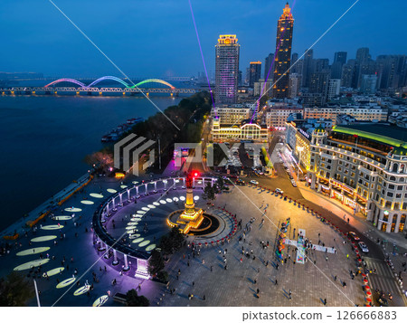 Harbin, CHINA-MAY 15, 2025-Aerial view of Harbin People's Flood Control Victory Memorial Tower in the downtown of Harbin city. Harbin, CHINA-MAY 15, 2025-Aerial view of Harbin People's Flood Control Victory Memorial Tower in the downtown of Harbin city. 126666883