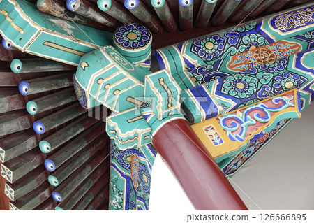 Decoration under the eaves of Enchomon Gate, the entrance to Enchoen Garden, Tottori Prefecture 126666895