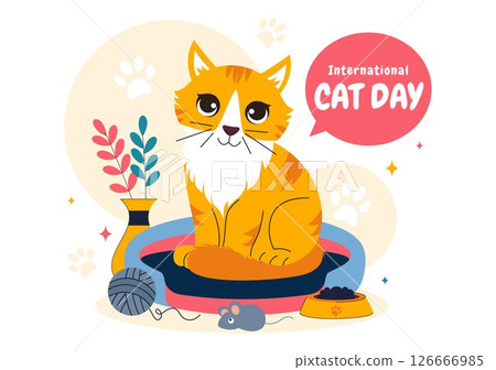 International Cat Day Vector Illustration on August 8, Featuring a Celebration of Cats, Animal Love, and Companionship in a Flat Cartoon Background International Cat Day Vector Illustration on August 8, Featuring a Celebration of Cats, Animal Love, and Companionship in a Flat Cartoon Background 126666985