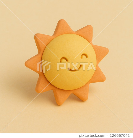 歡快的微笑太陽物體－明媚的陽光和積極性 126667041