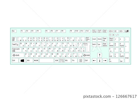 Simple illustration of a realistic keyboard Desktop type Refreshing peppermint green color Simple illustration of a realistic keyboard Desktop type Refreshing peppermint green color 126667617