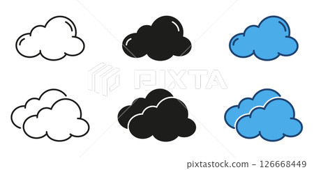 Cloud weather line and solid icon set. Meteorology and sky symbol collection. Isolated vector illustration 126668449