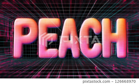 3D text effect in peach color with retro grunge style and halftone design, creating vibrant visual impact 3D text effect in peach color with retro grunge style and halftone design, creating vibrant visual impact 126668970