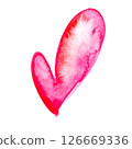 Red and Pink Hand Drawn Watercolor Spots Heart Isolated on White Background 126669336