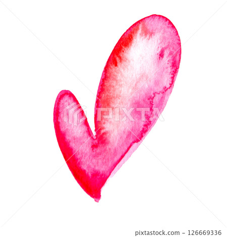 Red and Pink Hand Drawn Watercolor Spots Heart Isolated on White Background Red and Pink Hand Drawn Watercolor Spots Heart Isolated on White Background 126669336