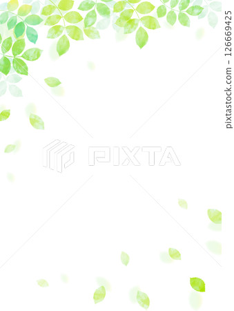清新的插畫背景，新鮮的綠葉飄落 126669425