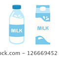 Milk in bottle and packaging set flat illustration. Vector illustration 126669452