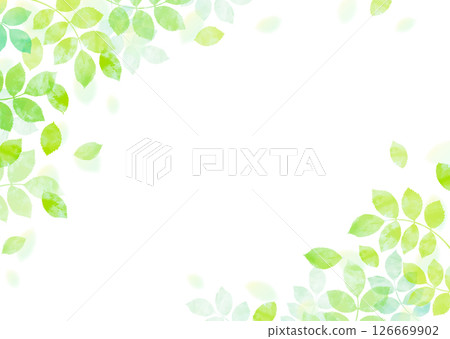 清新的綠葉翩翩起舞的插畫素材 126669902