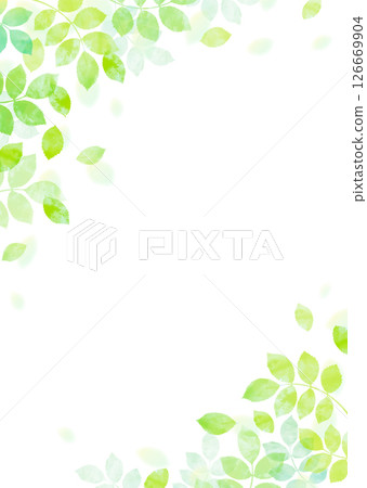 清新的綠葉翩翩起舞的插畫素材 126669904