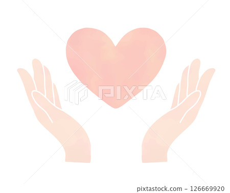 Hands wrapping a heart (watercolor style) 126669920