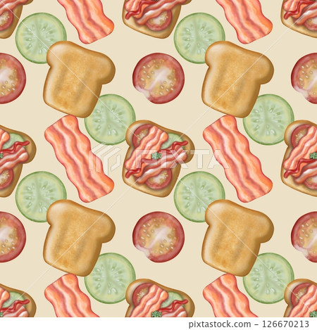 Seamless pattern Breakfast cute hand drawn style cartoon background colorful. Seamless pattern Breakfast cute hand drawn style cartoon background colorful. 126670213