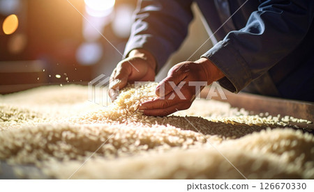 農民的手舉起稻米(人工智慧生成的圖像) 農民的手舉起稻米(人工智慧生成的圖像) 126670330