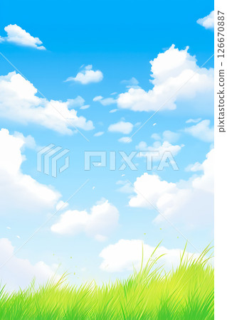 岸邊新鮮的藍天和草地背景 126670887