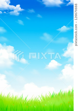 岸邊新鮮的藍天和草地背景 126670888