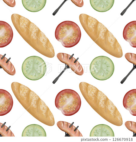 Seamless pattern Breakfast cute hand drawn style cartoon on transparent background. Seamless pattern Breakfast cute hand drawn style cartoon on transparent background. 126670918