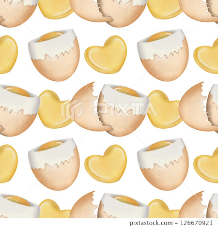 Seamless pattern Breakfast cute hand drawn style cartoon on transparent background. 126670921