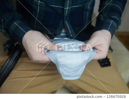 Incontinence pads for men. Urinary incontinence. Sanitary pads for men with problems of the genitourinary system. Urine leakage due to prostatitis or stress.  126670926