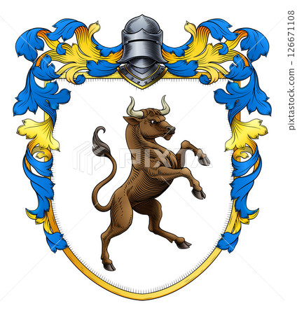 Bull Heraldry Coat of Arms Heraldic Animal Shield Bull Heraldry Coat of Arms Heraldic Animal Shield 126671108
