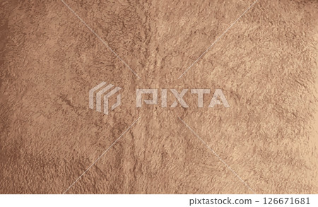 Realistic illustration of background picture of a soft fur beige carpet. Wool sheep fleece closeup texture background. Top view. 126671681