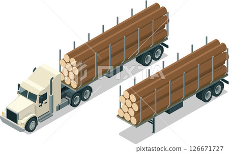 Isometric logging truck illustration 126671727