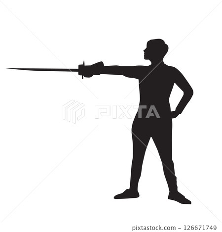 Swordsman with a sword silhouette 126671749