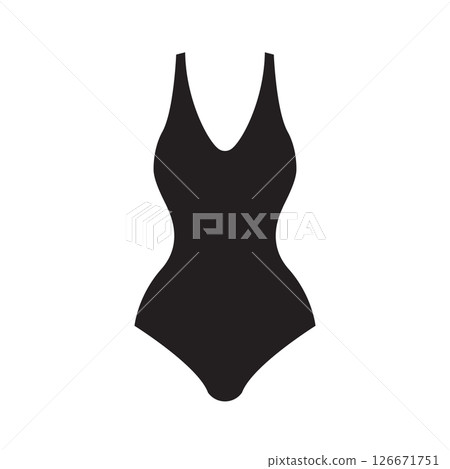 female one piece swimsuit black icon vector female one piece swimsuit black icon vector 126671751
