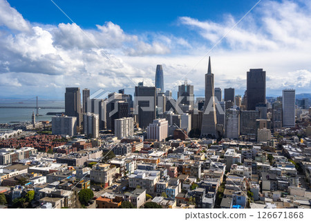 Panoramic view of San Francisco Bay and downtown skyline, USA Panoramic view of San Francisco Bay and downtown skyline, USA 126671868