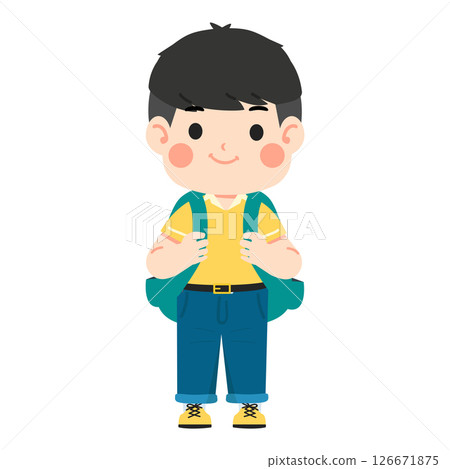 Illustration of Schoolboy with Backpack 126671875