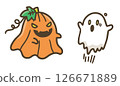 可愛的萬聖節南瓜和鬼魂插圖素材 126671889