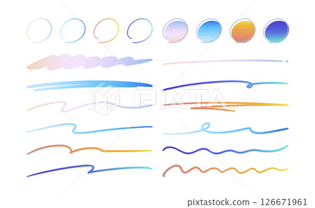 Hand-drawn style line material set - Gradient - Sunrise/Clear sky/Twilight/Moonlit night 126671961