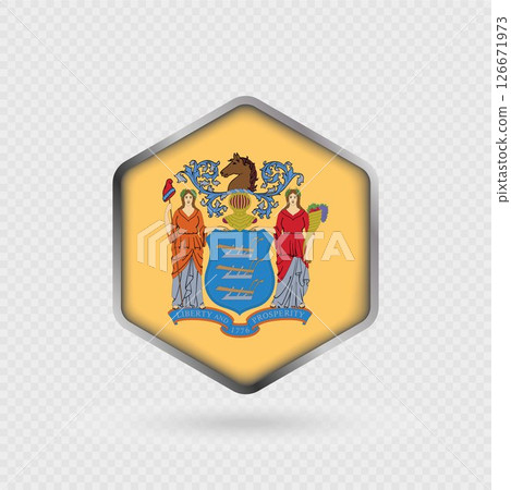 New Jersey State Flag Icon in Hexagon Shape. New Jersey State Flag Icon in Hexagon Shape. 126671973