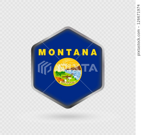 Montana State Flag Icon in Hexagon Shape. 126671974