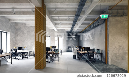 Industrial Style Open Office 126672029