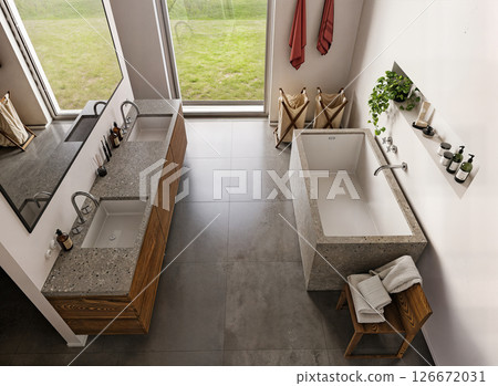 Modern Living Room Aerial 126672031