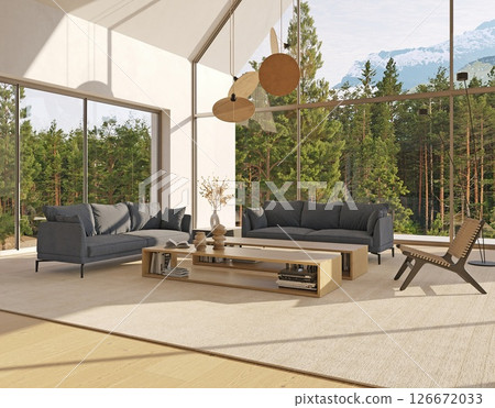 Sunlit Modern Living Room 126672033