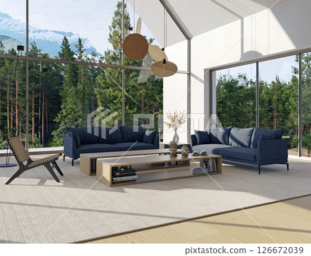 Modern Living Room Nature View 126672039