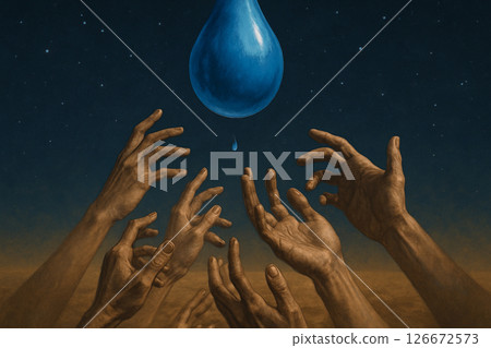 Hands Reaching for Last Drop of Hope 126672573