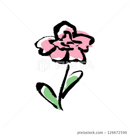 手繪粉紅花朵插畫，附筆觸 126672598