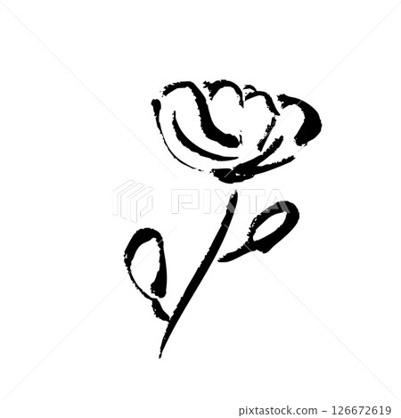 Hand-drawn illustration of a brush-touched flower 126672619