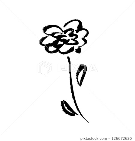 Hand-drawn illustration of a brush-touched flower Hand-drawn illustration of a brush-touched flower 126672620