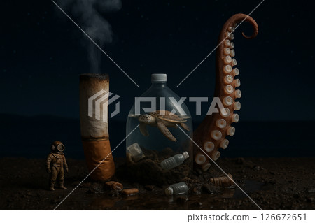 Ocean Pollution Visualized Through Tentacles Ocean Pollution Visualized Through Tentacles 126672651