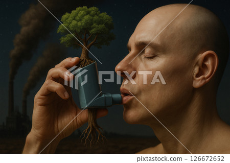 Breathing Tree Through Inhaler at Night 126672652
