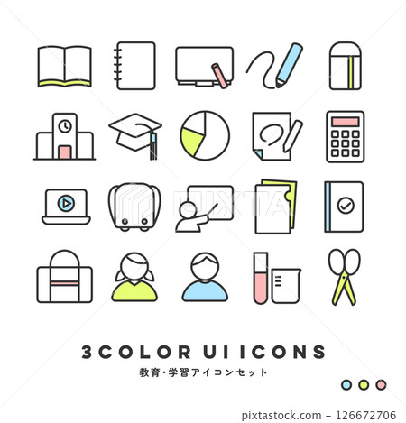 三色圖標集（教育與學習） 126672706