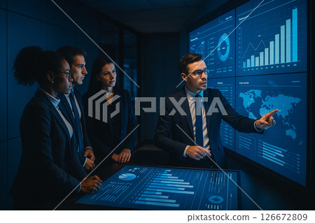 Digital business transformation team analyzing 126672809